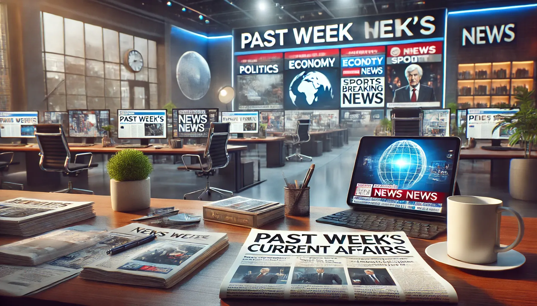 A realistic hero image representing past week's current affairs.